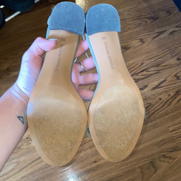 BANANA REPUBLIC Women’s Glitter High Block Heel Sandals Green Size 8.5 - Picture 14 of 15